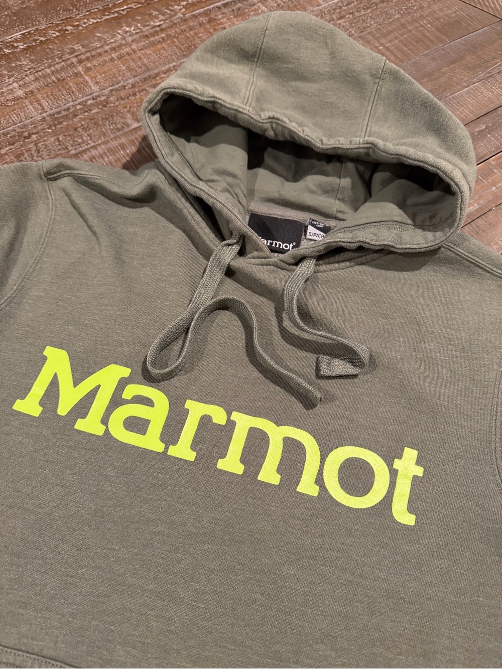 Marmot Logo Pullover Hoodie Green Size Small